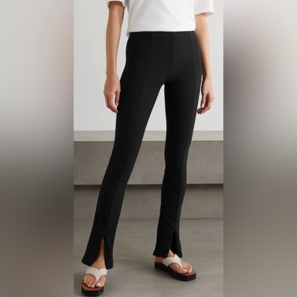 NWTThe Frankie Shop Reya Ribbed Stretch Jersey Flared Leggings Black Size Small - Picture 1 of 14